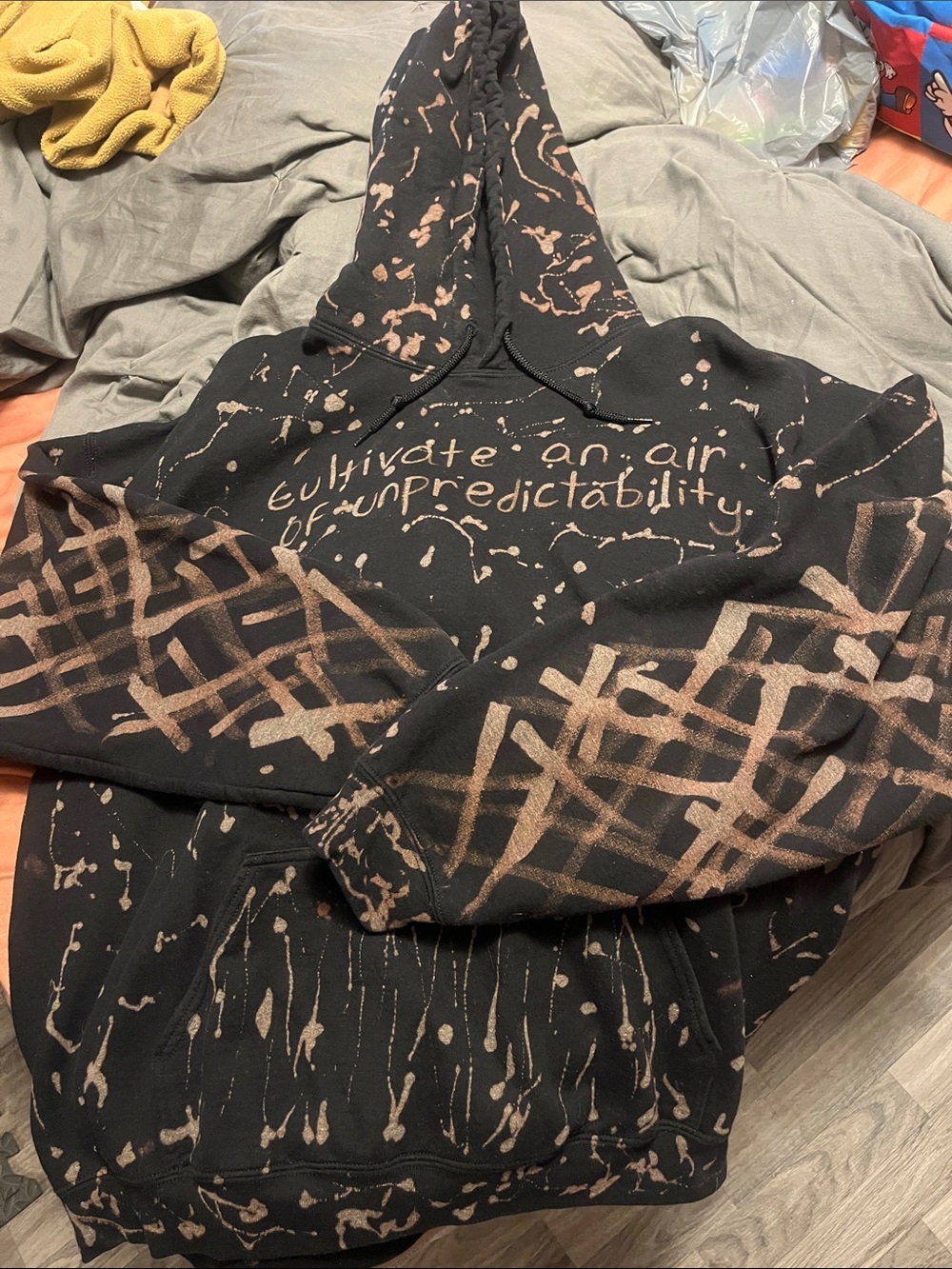 Homemade bleach art sweatshirt